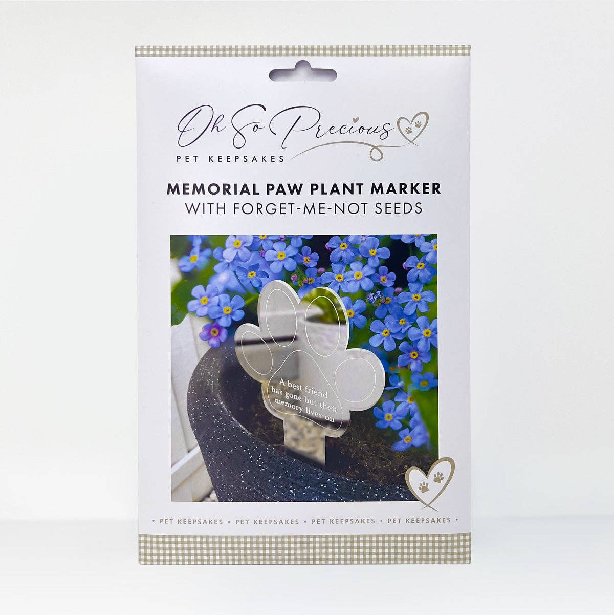 Paw Print Memorial Garden Planter & Forget Me Not Seeds