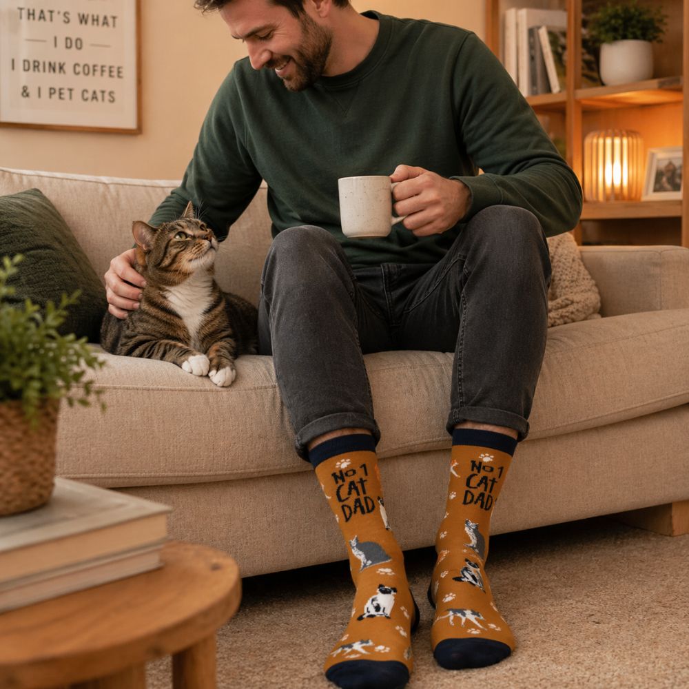 No 1 Cat Dad Bamboo Socks