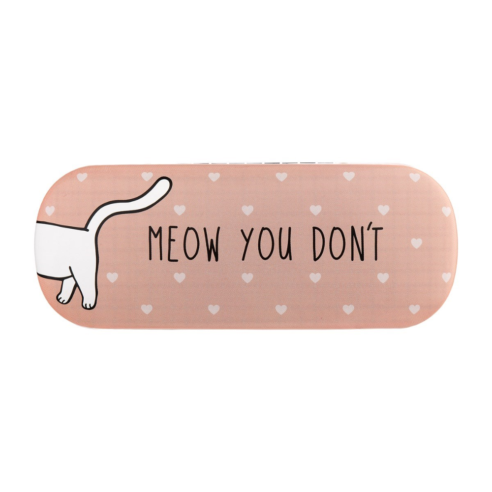 Back view of glasses case with cat design