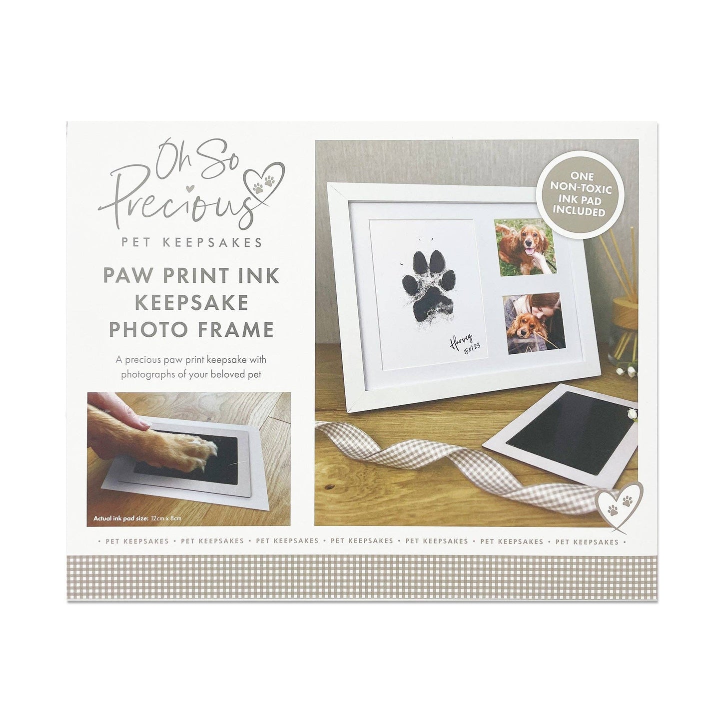 box with paw print ink keepsake photo frame set