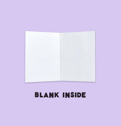 Open white card on a purple background with 'BLANK INSIDE' text.