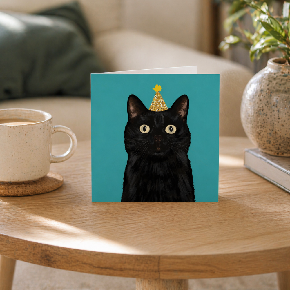 Black Cat Birthday Greeting Card