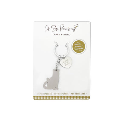 cat keyring on display card with the name 'oh so precious charm keyring' 