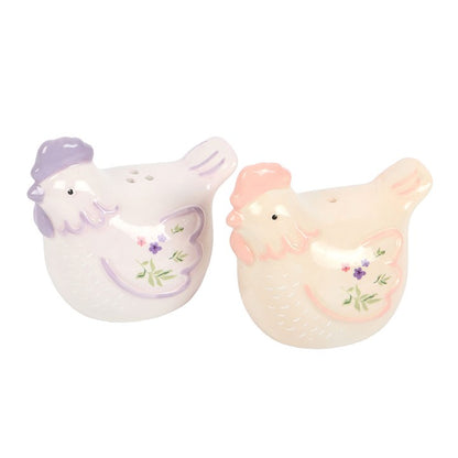 Two ceramic bird-shaped salt and pepper shakers on a white background