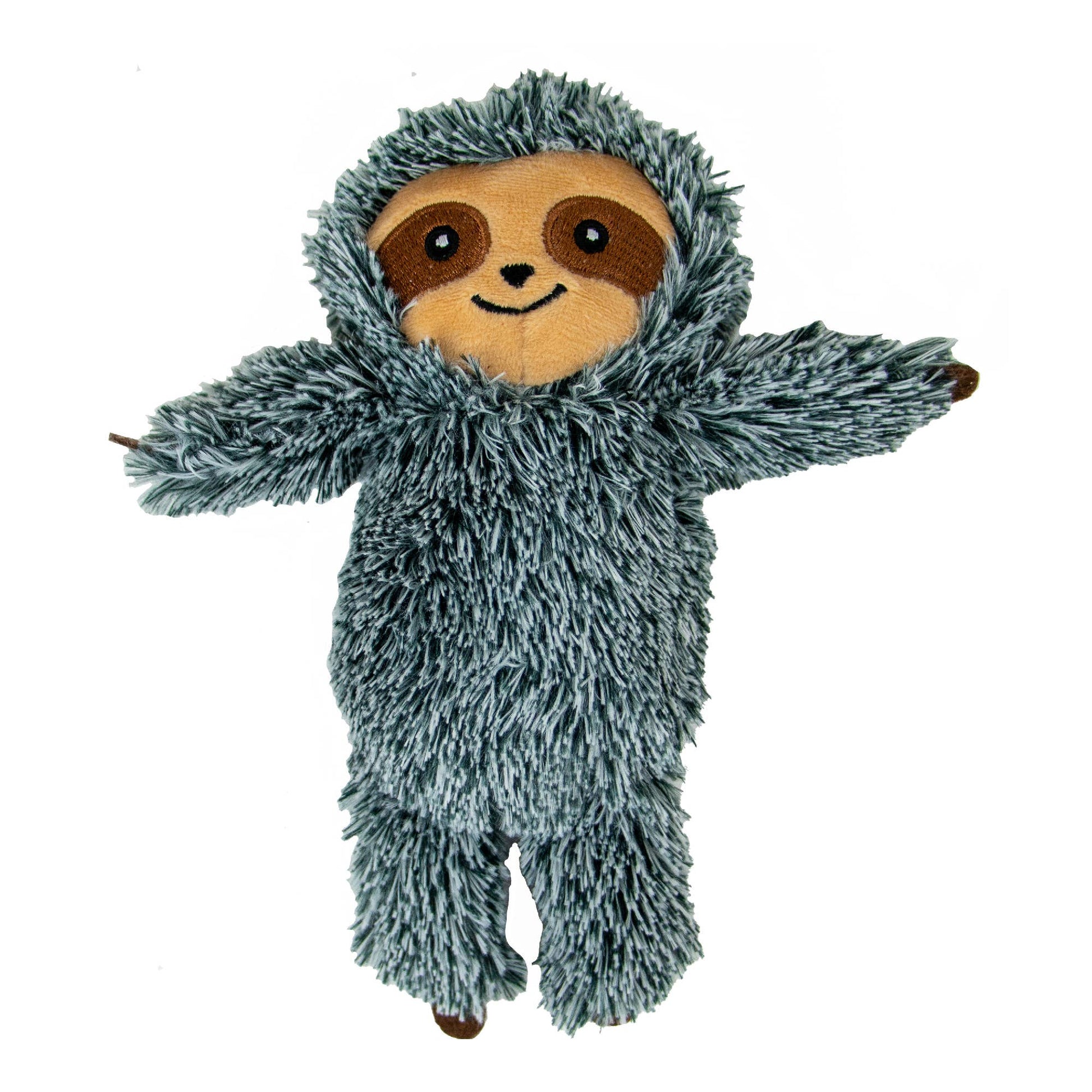 Plush toy sloth on a white background