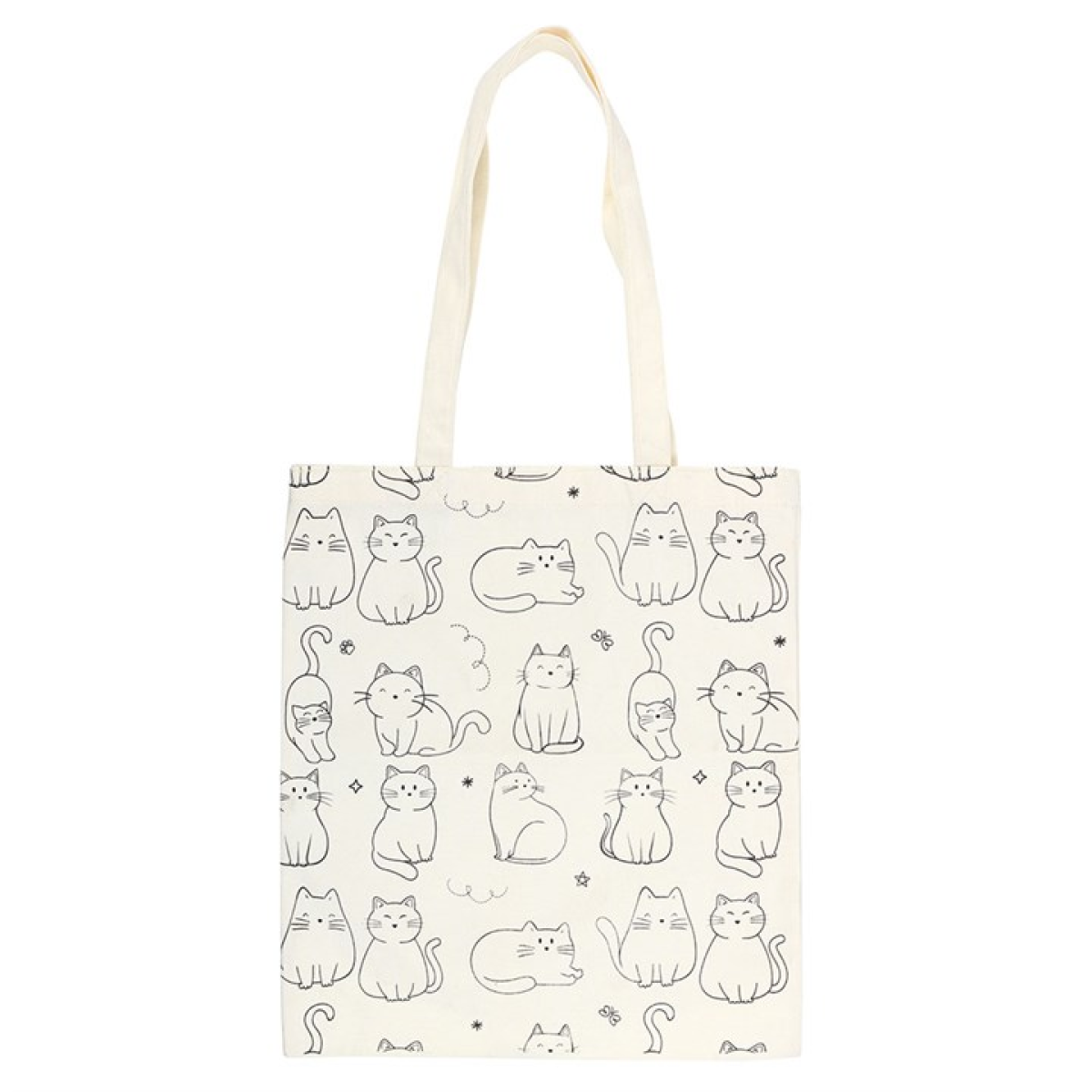 Tote bag with cat pattern on a white background