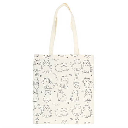 Tote bag with cat pattern on a white background